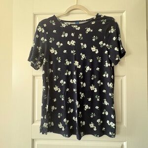 Old Navy Navy Floral Short Sleeve Tee